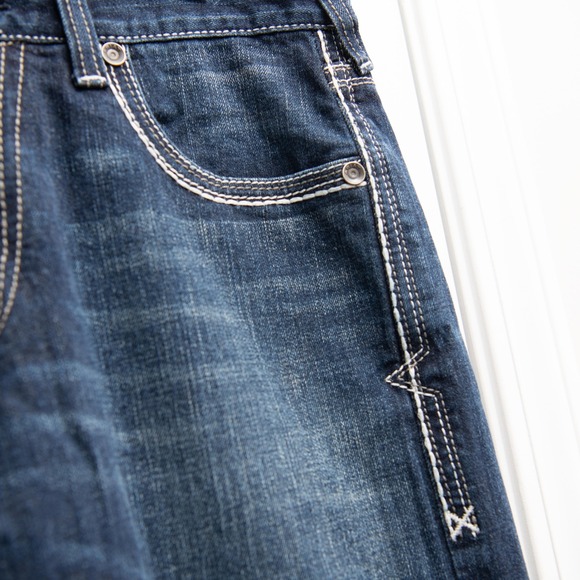 Ariat M5 Mens 33x30 NWOT Straight Leg Jeans Dark Wash Heavy Stitch Western Denim - Picture 5 of 7